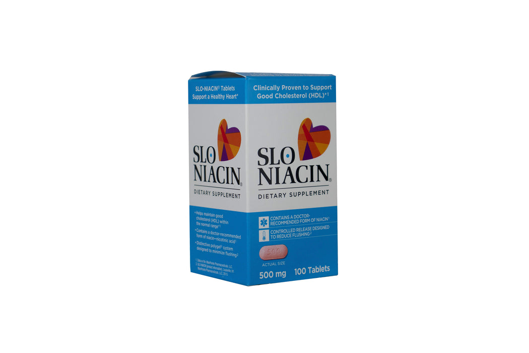 Slo-Niacin Vitamin B3 500 Mg - Slow Release Niacin for Heart Health, Energy Boost, Health Skin, Healthy Blood Sugar Levels - 100 Capsules